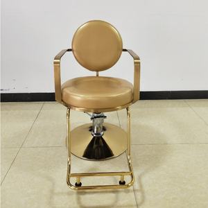 Chaise de barbier pour salon de coiffure masculine, moderne, de haute qualité, noire, avec base dorée, vente en gros populaire - Product Image 4