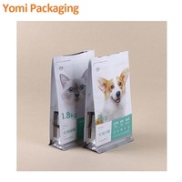 Sachet refermable personnalisé en plastique de qualité alimentaire avec soufflet latéral et fermeture éclair, fond plat, pour l'emballage d'aliments pour animaux de compagnie et de nourriture pour animaux.