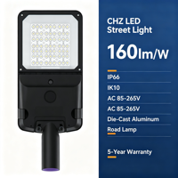 Lampadaire LED en alliage d'aluminium moulé sous pression CHZ, alimenté par batterie, pour usage routier, excellente dissipation thermique, durée de vie de 50 000 heures, lentille en verre, IP66