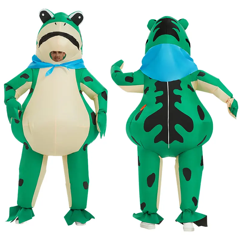 Gaun pesta karnaval uniseks, kostum Cosplay katak dewasa uniseks poliester dapat ditiup untuk pria dan wanita