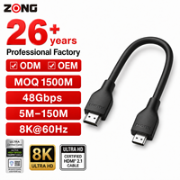 Câble HDMI à fibre optique active AOC haute vitesse 8K Ultra HD 2.1 4K 15m 50m, directement de l'usine