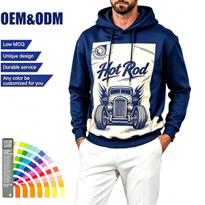 Sweat-shirt à capuche décontracté pour homme, style streetwear, coupe oversize, avec imprimé carré de <span class=keywords><strong>voiture</strong></span> vintage Hot Rod et service de personnalisation du logo - Product Image 1