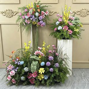 Décoration florale artificielle style Monet pastoral pour mariage, rangée de fleurs, vitrine de boutique, aménagement floral, toile de fond de studio photo - Product Image 6
