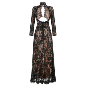 S0885Y 2026 Abito a tubino sexy <span class=keywords><strong>con</strong></span> scollo a V profondo, <span class=keywords><strong>maniche</strong></span> <span class=keywords><strong>lunghe</strong></span> in pizzo e <span class=keywords><strong>spacco</strong></span> alto per serate/feste - Product Image 5