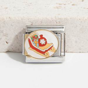 Italian Modular Christmas <b>Charm</b> <b>Bracelet</b> Stainless Steel Elastic Universal DIY Beveled Square <b>Beads</b> Unisex Gift Jewelry - Product Image 2