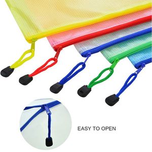 Custom Zipper PVC Mesh File <b>Folder</b> A5 PVC Transparent Grid File Organizer Bag <b>A4</b> Clear Plastic Document Bags for School Business - Product Image 3