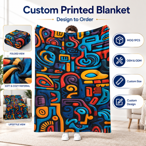 Neu Eingetroffene Bunte Abstrakte Maßgefertigte Decke Geometrisches Doodle-Design Bedruckte Decke für Schlafzimmer Sofa Wohnzimmer Heimgeschenk - Product Image 1