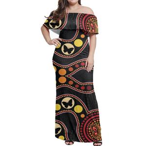 Vestido personalizado con elementos aborígenes australianos, vestido informal suave y cómodo, ropa de <span class=keywords><strong>mujer</strong></span> transpirable de secado rápido al por mayor - Product Image 2