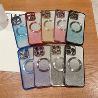 Coque de téléphone de luxe scintillante pour iPhone 18 Pro Max 17 16 12 13 14 Plus 11 XS XR, placage magnétique, dégradé brillant, en TPU souple