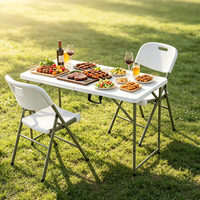 Table pliante en plastique de 120 cm, en stock, pour marché extérieur, stand, décoration de fête, mobilier portable pliable
