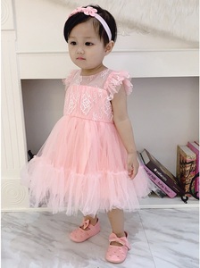 Robes de demoiselles d'honneur mignonnes, robes courtes à fleurs, robes de princesse en dentelle bouffante pour petite fille de couleur rose - Product Image 2