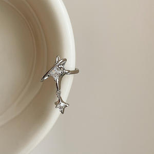 ต่างหูพลอยเทียมรูปดาวสำหรับผู้หญิงต่างหูทองแดงดีไซน์ใหม่เครื่องประดับอินเทรนด์ - Product Image 2