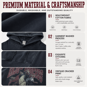Sudadera con capucha de algodón 420G extragrande para hombre, estilo vintage lavado con estampado craquelado, ropa urbana, proveedor OEM, top. - Product Image 5
