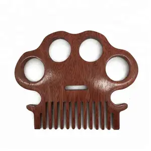 Pente de madeira para barba e cabelo, pente de dentes largo personalizado novo estilo