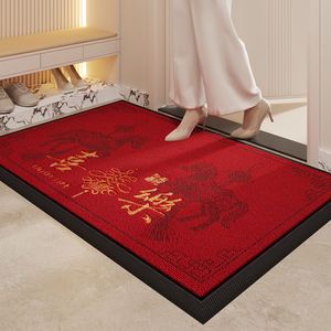 Tapete de Entrada Festivo Rojo, Rectangular, Material Combinado, Antideslizante, para Uso Doméstico, Diseño Novedoso con Caballos Auspiciosos - Product Image 4