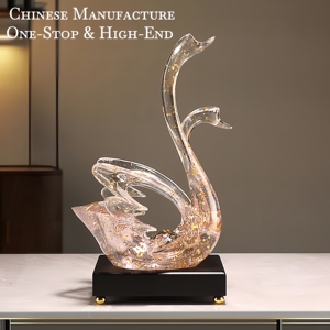 ชั้นวางไวน์แดงแบบศิลปะหรูหราปรับแต่งโต๊ะรับประทานอาหารเรซิ่นใสฉีดขึ้นรูปไวน์ของขวัญหงส์ไวน์ - Product Image 6