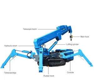3 tonnen mini-spider-raupenkran spider-baukran hydraulischer spider-raupenkran fernhebebedienung mit fliegender jib zu verkaufen