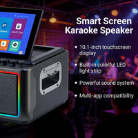 GENCE Enceinte KTV RVB 10,1 pouces à écran tactile, alimentée par batterie, 2x30W RMS, microphone sans fil, entrée AUX, pour la maison et l'extérieur