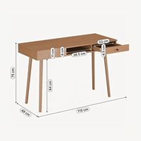 Bureau d'écriture en noyer à 2 tiroirs, compartiment de rangement ouvert, quatre pieds, pour bureau à domicile, étude ou travail sur ordinateur, directement de l'usine