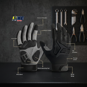 Gants de course intégraux Mike Impex en PU compatibles écran tactile pour motocross, usage extérieur, unisexe, avec protection de poignet antichoc - Product Image 1