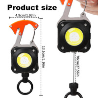 Mousqueton XXH-PE02 en alliage métallique carré, porte-clés rétractable avec éclairage, accessoires pour la randonnée en extérieur et support de badge