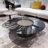 Table basse de luxe légère en pierre naturelle, table à thé haut de gamme pour villa, salon, maison, combinaison de tables basses rondes en marbre