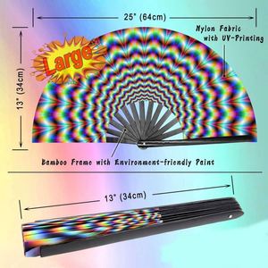 Éventail pliant portable personnalisé de 33 cm avec logo papillon réfléchissant aux UV en bambou imprimé sur mesure - Product Image 2