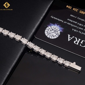 Asscher Cut Moissanite Tennis <b>Bracelet</b> 925 <b>Silver</b> Rhodium Plated Luxury Hip Hop Fine Jewelry <b>Bracelets</b> - Product Image 4