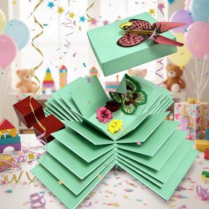 Boîte cadeau <span class=keywords><strong>surprise</strong></span> pliable avec papillon en relief, fermeture magnétique, matériaux recyclés, pour adultes, hommes, femmes, enfants, cadeau d'<span class=keywords><strong>anniversaire</strong></span> - Product Image 1
