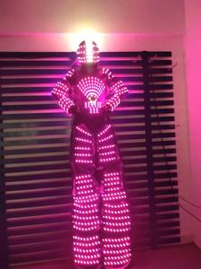 Promoción barata Navidad Halloween fiesta rendimiento disfraces alta calidad adulto Led luces luminiscente Robot traje - Product Image 5
