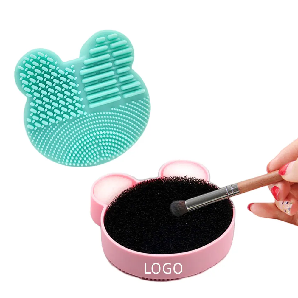 wholesale makeup brush washing tools mat with a remover sponge high quality silicone makeup brush cleaner