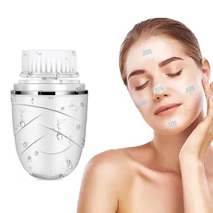 Escova de limpeza facial elétrica portátil mini ultrassônica profunda, limpador de poros de silicone à prova d'água, material plástico para cuidados pessoais