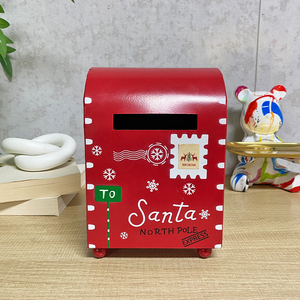 <strong>Christmas</strong> Decorative Mailbox Metal Santa North Pole Express <strong>Postbox</strong> for Indoor Outdoor Party Decor - Product Image 4