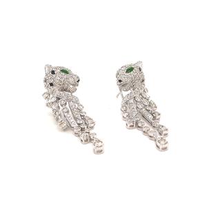 Pendientes estilo pantera de oro de 14kt con diamantes de laboratorio Accesorio de boda/Compromiso de moda Certificado IGI - Product Image 3