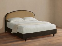 Lit de Luxe Moderne en Bois Massif, Cadre de Lit Designer Arcuado Rembourré, Lits en Bois pour Ensembles de Chambres Parentales, Hôtels de Luxe