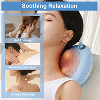 Masseur de cou portable à brancher avec fonction musicale, appareil de massage cervical par pétrissage et impulsions, et coussin pour le cou