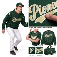 Nouvelle conception, ensemble uniforme d'équipe de baseball vert personnalisé, maillot, pantalon, sweat à capuche et casquette entièrement sublimés pour club sportif et entraînement en extérieur