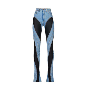 Vente en gros de tissu denim et <span class=keywords><strong>cuir</strong></span> <span class=keywords><strong>skinny</strong></span> taille haute personnalisé pour <span class=keywords><strong>femme</strong></span> jeans cool pour la vie quotidienne - Product Image 5