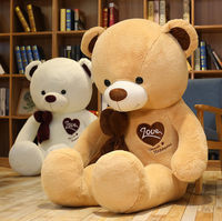 Ours en peluche géants de 80 cm/100 cm/180 cm, jouets en peluche, ours amoureux avec nœud, cadeaux de la Saint-Valentin