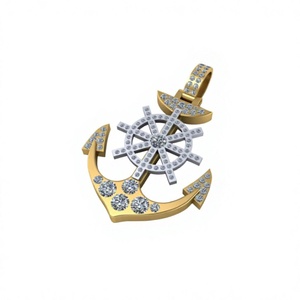 Pendentif Breloque Hip-hop en Argent Sterling 925 Plaqué Or, Personnalisé, avec Diamant Moissanite, Motifs Liberté, Lance et Ancre de Jésus, Bijou Collier - Product Image 1
