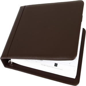 2Fold Supply Business Check Binder 7 Ring for 3-Up Business Size Checks with Extra Business Card Case - PU Leather Deluxe 7 Ring