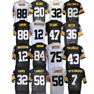 Maglia da Football Americano Retrò Economica all'Ingrosso, Cucita, 32 Franco Harris 58 Jack <span class=keywords><strong>Lambert</strong></span> 75 Joe Greene 88 Lynn Swann - Product Image 1