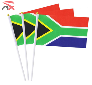 Bandera Nacional de Sudáfrica Personalizada de Poliéster de 14*21cm con Asta de Plástico para Agitar con la Mano - Product Image 1