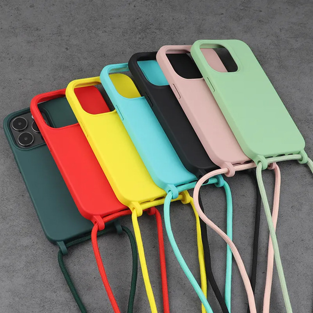 with Strap Silicone Crossbody Phone case for iphone 16 Pro Max 15 14 Plus 13 12 11 Pro Mini with Strap Luxury Phone Lanyard