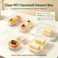Boîte alimentaire rectangulaire jetable en plastique PET transparent pour pâtisserie danoise, gâteau Red Velvet, gaufrette, pain (personnalisable)