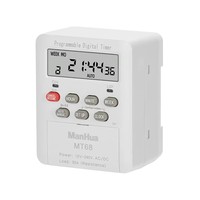 Interruptor Temporizador Digital ManHua MT68 30A 24-240VAC/DC, Relé de Tiempo Programable, Programador con Batería Recargable Integrada, Riel DIN