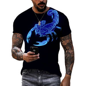 12 segni zodiacali ricamo 3D Anti-pilling con motivo tinta unita Casual ampia vestibilità 180g a maglia a maniche corte <span class=keywords><strong>da</strong></span> <span class=keywords><strong>uomo</strong></span> t-shirt - Product Image 2