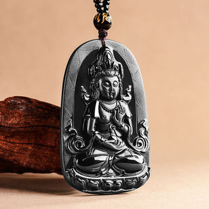 Pendentif Tara en jadéite noire naturelle, bouddhisme, UNISEXE, style chinois, design original, cadeau avec certificat d'évaluation C206 - Product Image 3
