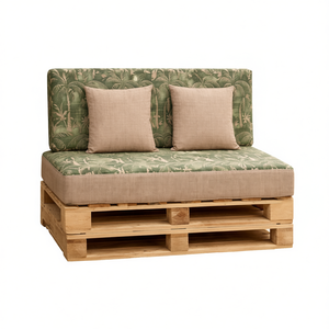 Set di 4 Cuscini Durevoli in Tessuto per Pallet da Esterno 120x80 + 120x50 cm, Spessore 12 cm, con Rivestimento Rimovibile per Divano da Giardino - Product Image 1