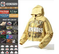 Sweat à capuche d'automne tendance streetwear personnalisé, imprimé sérigraphié, 100% coton, doublure gaufrée en tissu éponge français, double couche, fermeture éclair effet vieilli